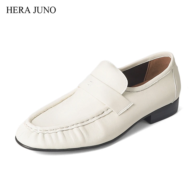 

HERA JUNO Women's Round Toe Loafers for Women Loafer Womens Soft Leather Flats Woman Flat Ladies Dress Shoes Lady Dressy Shoe