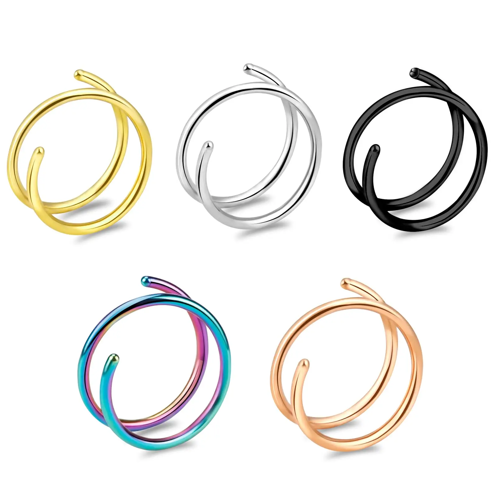 20G Double Hoop Nose Ring for Single Piercing Nose Rings Hoops Double Nose Rings for Women Spiral Nose Ring Hoop Jewelry
20G Double Hoop Nose Ring for Single Piercing Nose Rings Hoops Double Nose Rings for Women Spiral Nose Ring Hoop Jewelry