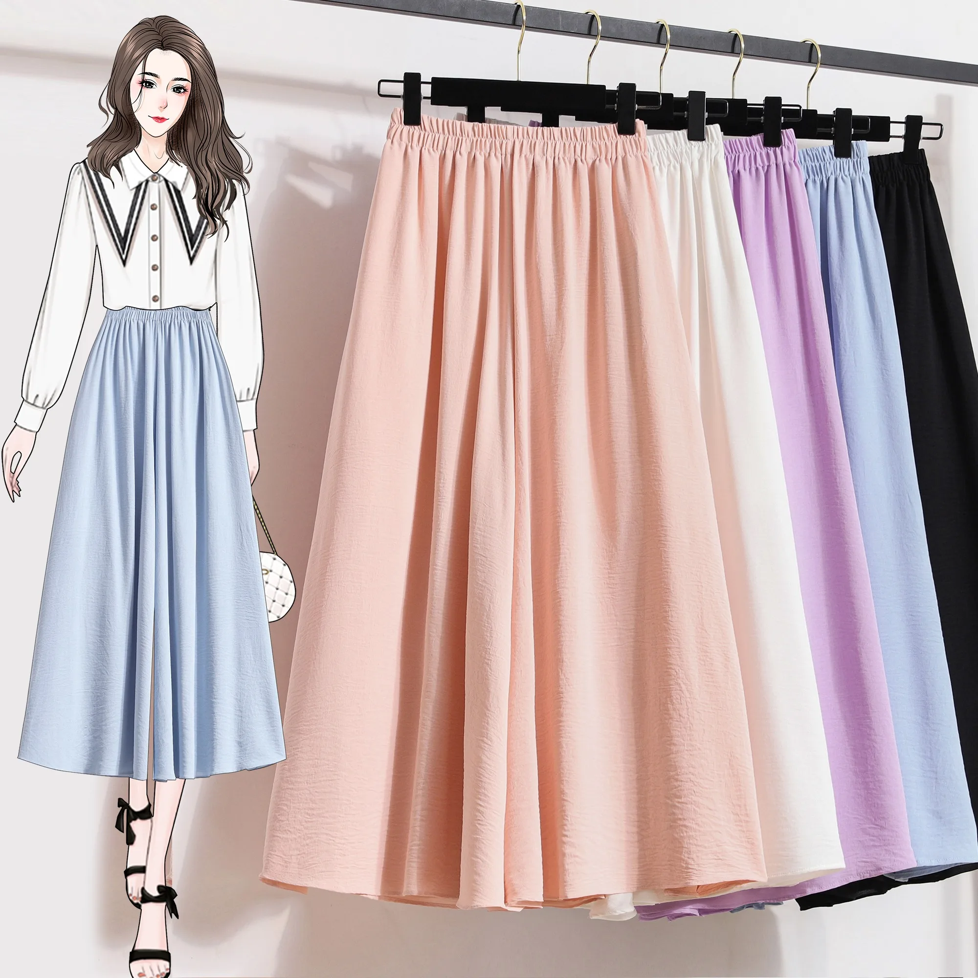 2024 Women's Summer Fashion Elastic High Waist Casual Pants Female Solid Color Loose Trousers Ladies Thin Skirt Pants C253
2024 Women's Summer Fashion Elastic High Waist Casual Pants Female Solid Color Loose Trousers Ladies Thin Skirt Pants C253