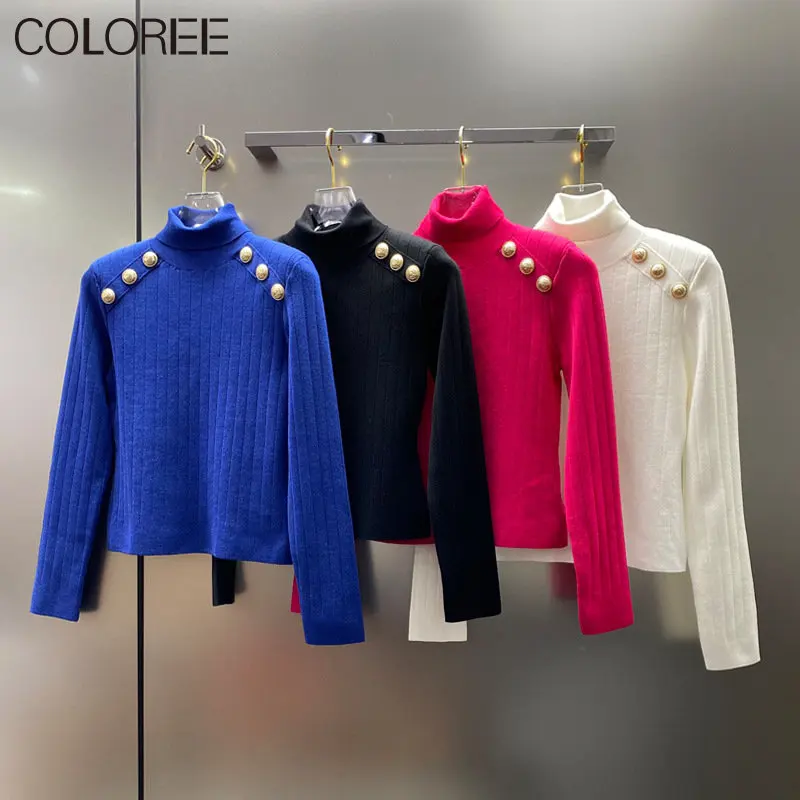 New In Pull Femme Automne Hiver 2023 Luxury Gold Buttons Turtleneck Sweater Women Long Sleeve Knitted Tops Pullovers
New In Pull Femme Automne Hiver 2023 Luxury Gold Buttons Turtleneck Sweater Women Long Sleeve Knitted Tops Pullovers