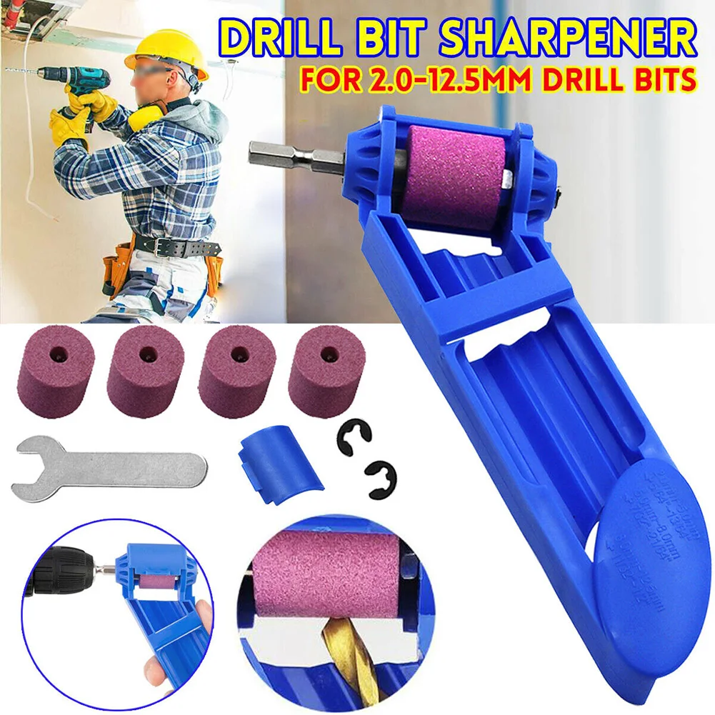 

Portable Drill Bit Sharpener With 5 Pcs Corundum Grinding Wheel Step Drill Accessories For Fast Drilling Tapping
