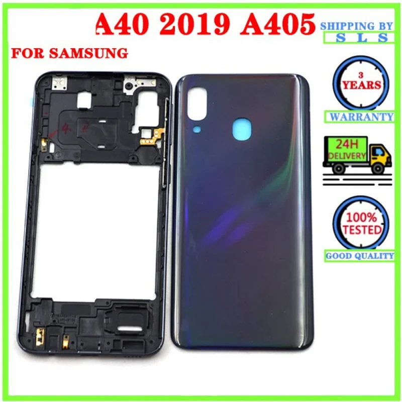 

For Samsung Galaxy A40 A405 SM-A405F A405DS A40 2019 Middle Frame Bezel Battery Back Cover Rear Housing Case