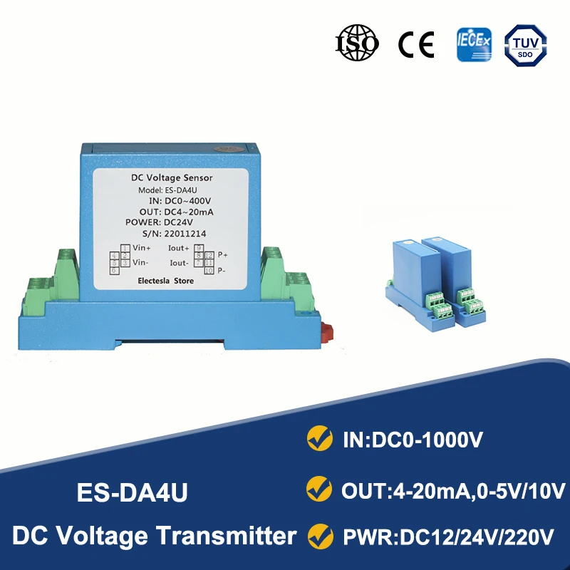 AC DC Voltage Transmitter Transducer 4-20mA 0-5V 0-10V Output DC 5-1000V Input Voltage Sensor 24V Power Supply
AC DC Voltage Transmitter Transducer 4-20mA 0-5V 0-10V Output DC 5-1000V Input Voltage Sensor 24V Power Supply