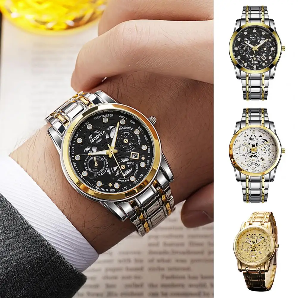 

Formal Occasion Watch Exquisite Men's Quartz Wristwatch with Night Light Date Display High Accuracy Alloy Strap Formal for Men