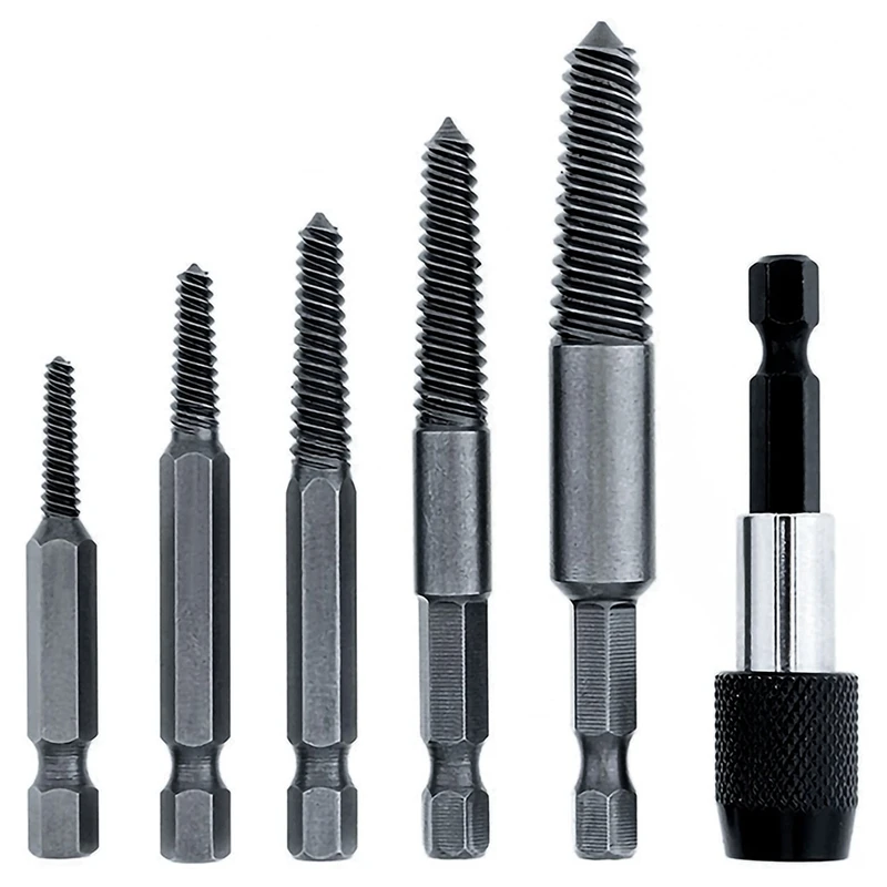 

Retail 6 PCS Damaged Screw And Broken Bolt Extractor Set With 1/4 Quick Change Arbors Tool Kit Bad Screw Stud Remover