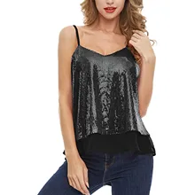 Women's Black Vest Tops Ladies Sexy Sequined V-neck Camisole Bottoming Solid Color Shiny Loose Shirt Elegant Women Tank Cami
Women's Black Vest Tops Ladies Sexy Sequined V-neck Camisole Bottoming Solid Color Shiny Loose Shirt Elegant Women Tank Cami
