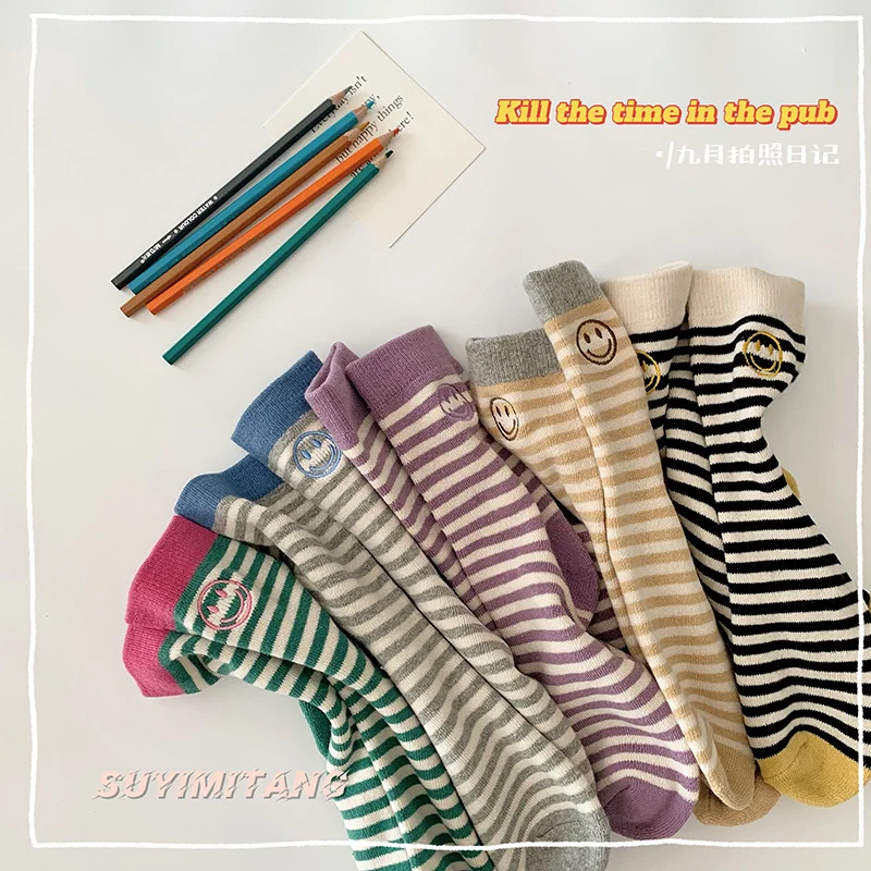 Colorful Striped Terry Socks Women's Personalized Thickened Embroidered Smile Women's Mid-thigh Socks Warm Towel Socks Harajuku
Colorful Striped Terry Socks Women's Personalized Thickened Embroidered Smile Women's Mid-thigh Socks Warm Towel Socks Harajuku