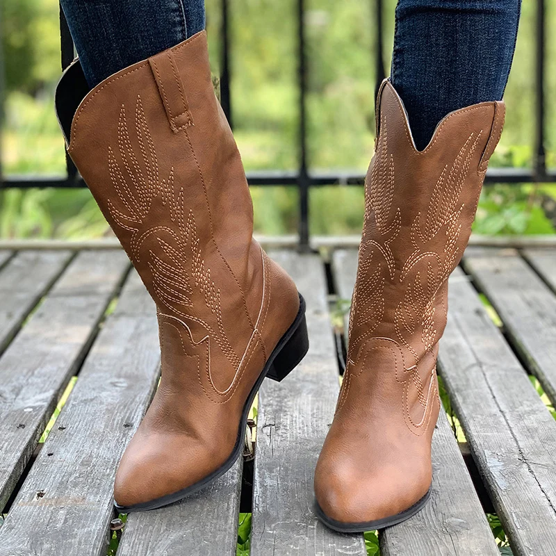 Vintage Embroidery Western Boots Women 2023 Autumn Pointed Toe Mid Calf Boots Woman PU Leather Thick Heels Cowboy Botas Big Size
Vintage Embroidery Western Boots Women 2023 Autumn Pointed Toe Mid Calf Boots Woman PU Leather Thick Heels Cowboy Botas Big Size