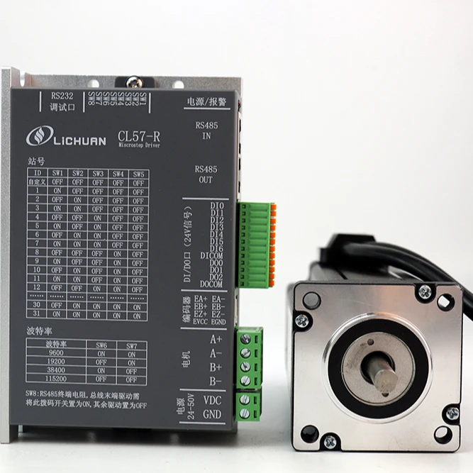 LICHUAN RS485 nema 24 motor stepper 4.8N.m 5.8A 2 Phase closed loop driver kit LC60H2112+CL57R
LICHUAN RS485 nema 24 motor stepper 4.8N.m 5.8A 2 Phase closed loop driver kit LC60H2112+CL57R