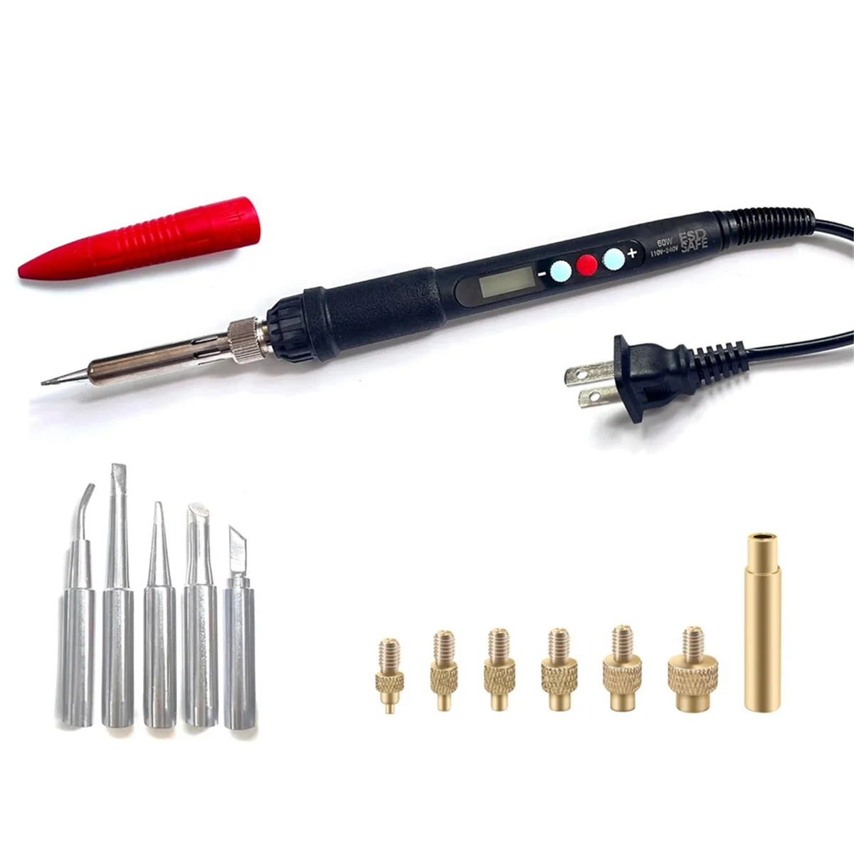 

60W Digital Soldering Iron Heat Set Insert Tool with Extra Soldering Tips and Heat Set Insert Tips,US Plug