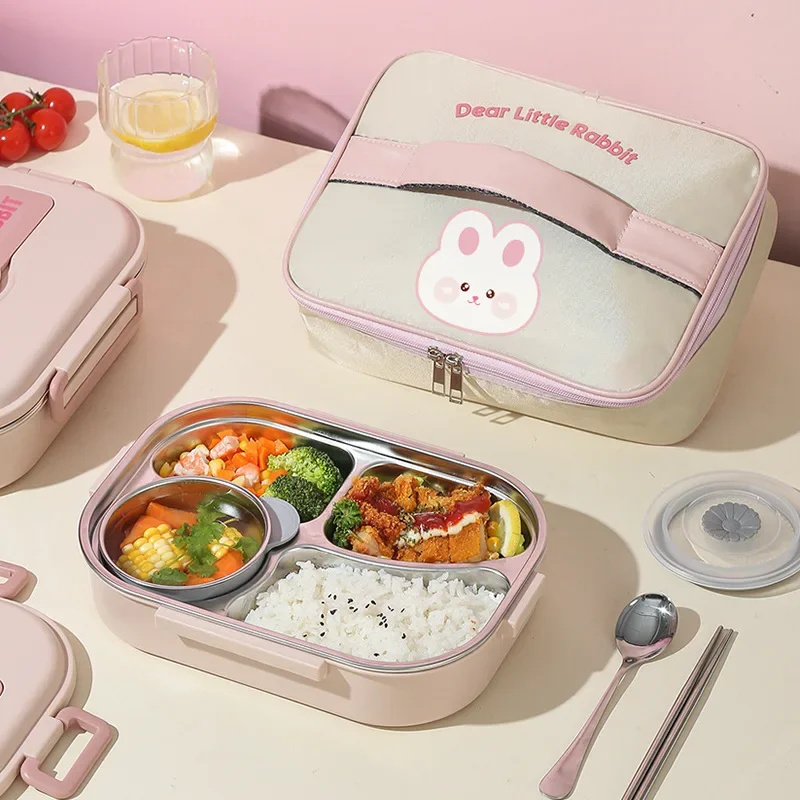 

850/1500ml Portable Lunch Box Stainless Steel Bento Box with Cutlery Sealed Leakproof Food Container Microwave oven Dinnerware