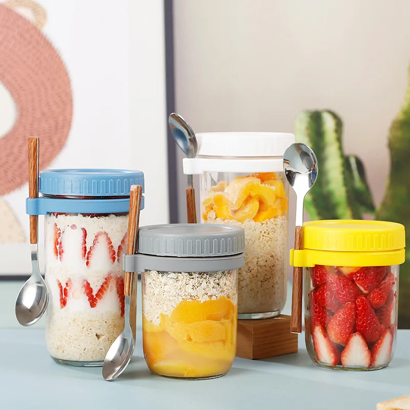 Oatmeal Cup Overnight Oats Jars Breakfast Cup with Lid and Spoon Kitchen Supplies Wide Mouth Mason Jars Oatmeal Glass Jars 
Oatmeal Cup Overnight Oats Jars Breakfast Cup with Lid and Spoon Kitchen Supplies Wide Mouth Mason Jars Oatmeal Glass Jars