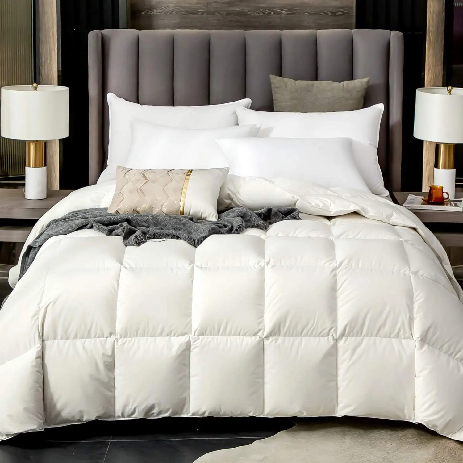 

Royoliving Luxurious Goose Down Comforter White All Season King Size Duvet Insert 100% Cotton Cover Down Proof Quilt