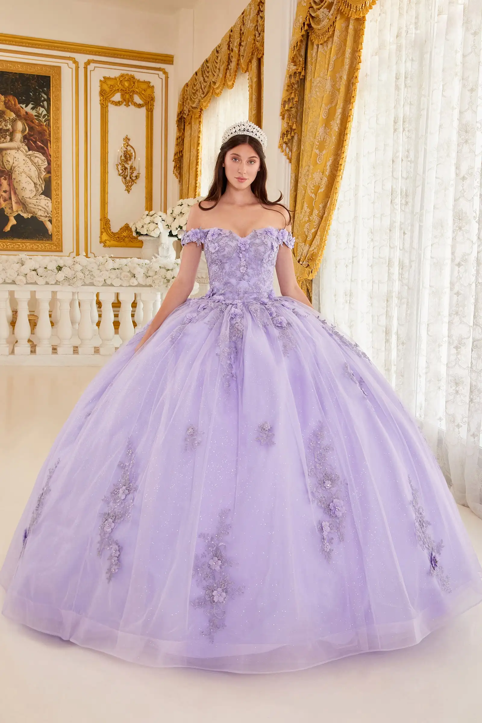 Off the Shoulder A-line Quinceanera Dresses Elegant Tulle 3D Floral Appliques Sequins Backless Ball Gowns Luxury Teen Party Gown
Off the Shoulder A-line Quinceanera Dresses Elegant Tulle 3D Floral Appliques Sequins Backless Ball Gowns Luxury Teen Party Gown