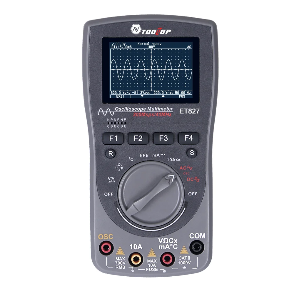ET827 2 in 1 Oscilloscope Multimeter with 40MHz Bandwidth 200 Msps Sampling Rate Handheld Digital Oscilloscope
ET827 2 in 1 Oscilloscope Multimeter with 40MHz Bandwidth 200 Msps Sampling Rate Handheld Digital Oscilloscope