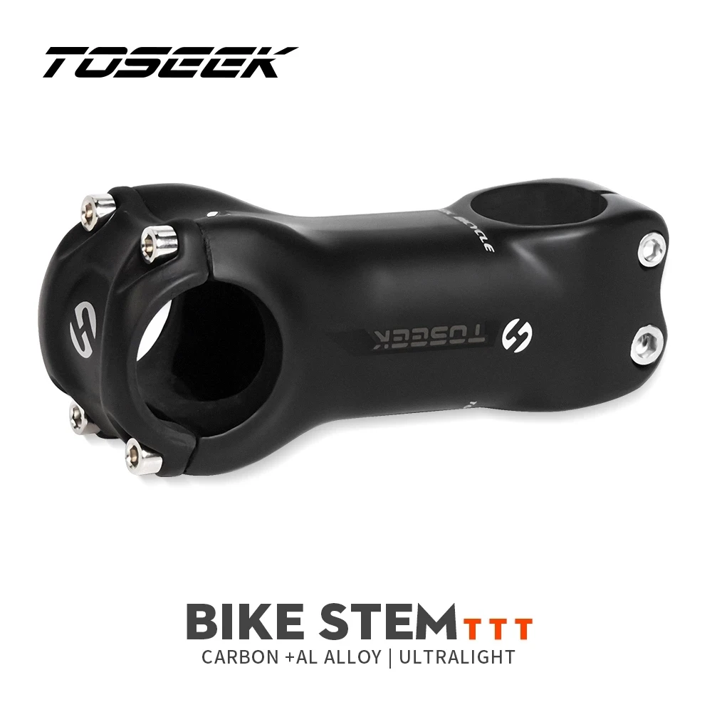 

TOSEEK Black Matt Carbon Stem Mountain Bike Stem 31.8mm Handlebar Stems 6/17 Degree 70/80/90/100/110/120/130mm Bicycle Parts