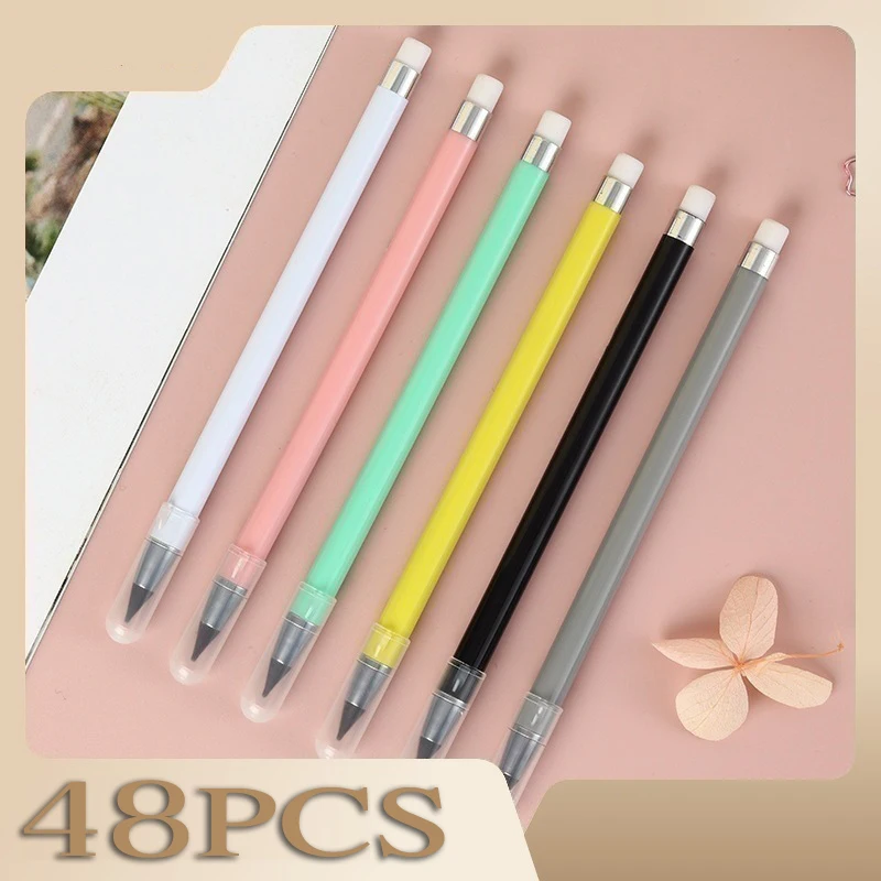 

48PCS Inkless Pencil Reusable Everlasting Pencil with Eraser Pencils Forever Pencil Inkless Pencil for Home School Office