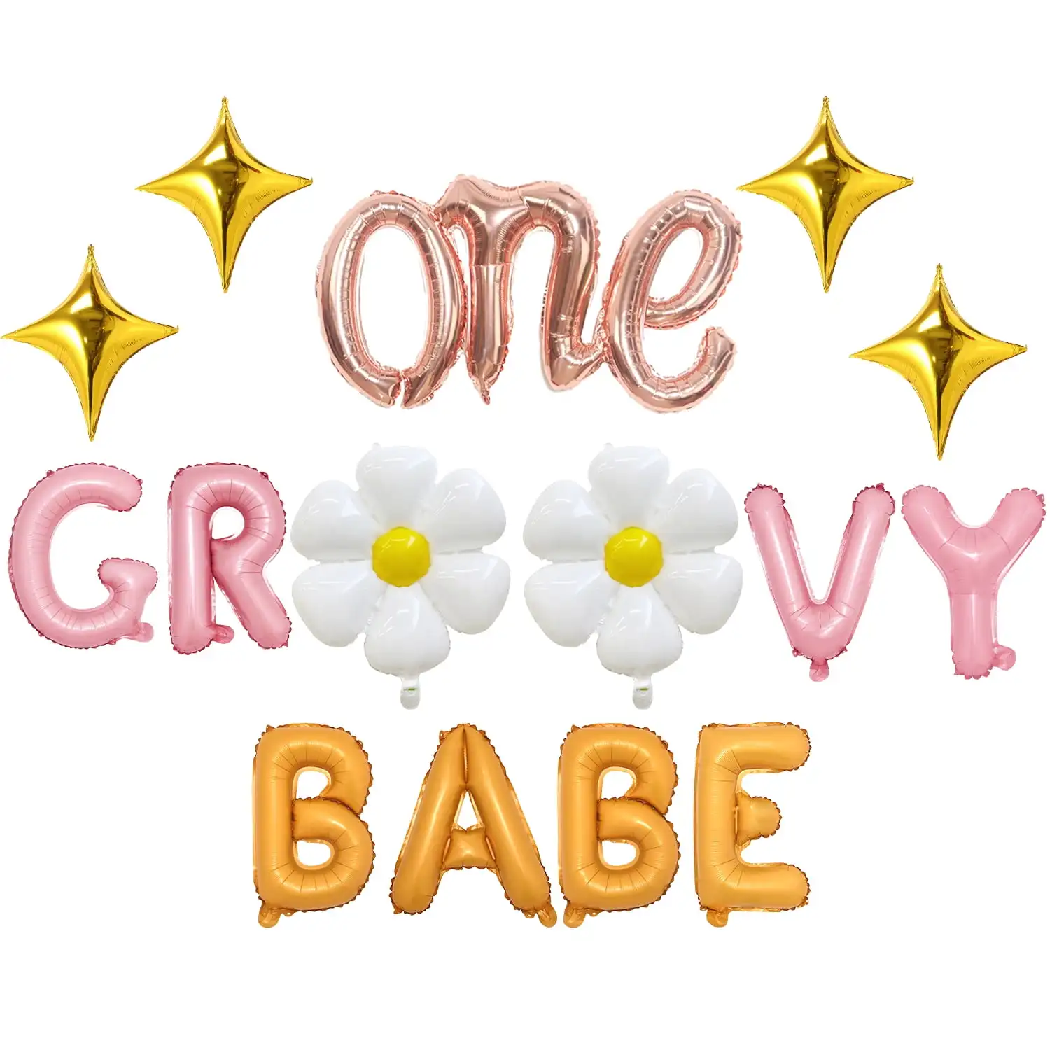 

Баннер One Groovy-Balloons для девочек, ретро-хиппи, украшения для первого дня рождения, воздушный шар с цветком ромашки, товары для первой вечеринки