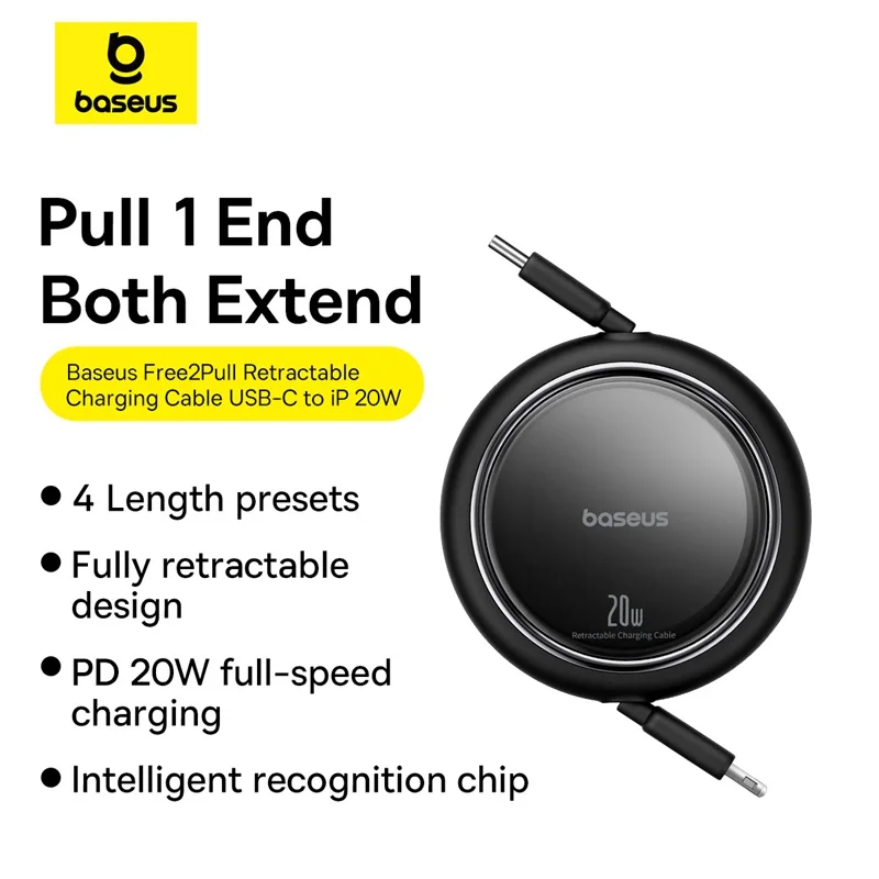 Bas192.- Câble USB de type C rétractable, charge rapide, données, fil PD 20W, iPhone 14 13 12 Pro Max iPad Macbook 2