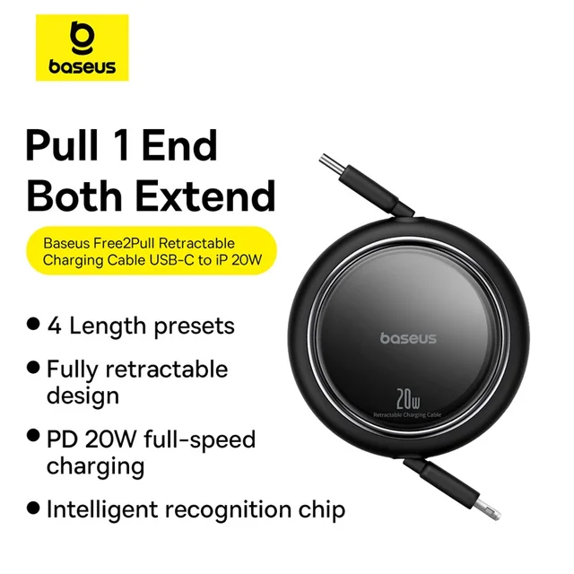 Bas192.- Câble USB de type C rétractable, charge rapide, données, fil PD 20W, iPhone 14 13 12 Pro Max iPad Macbook 2