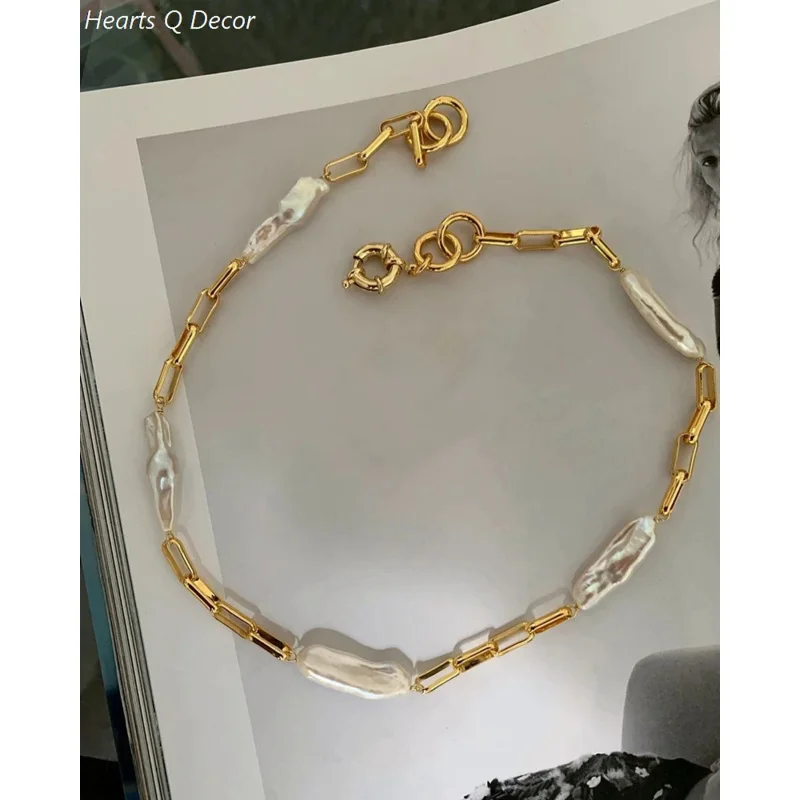 Brass Irregular Freshwater Baroque Pearl Chain Necklace Punk Statement Designer T Show Runway Gown Sweety Boho Amazing Jewelry
Brass Irregular Freshwater Baroque Pearl Chain Necklace Punk Statement Designer T Show Runway Gown Sweety Boho Amazing Jewelry