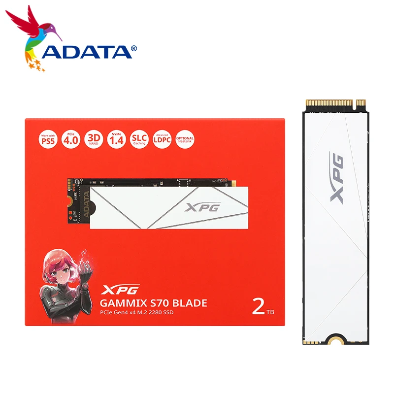 

ADATA SSD XPG GIMMIX S70 Blade PCIe 4.0 M.2 2280 SSD 1TB 2TB Internal Solid State Disk White Black Heat Sink Flash 7400MB/S SSD