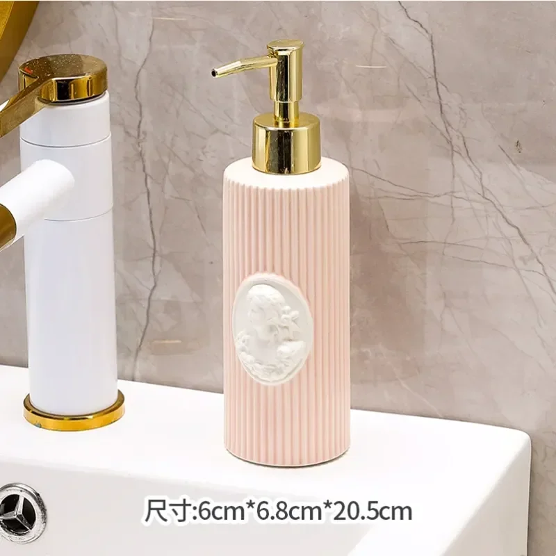 

Toilet Decoration Bathroom Accessories Ceramic Pink Relief Soap Mouthwash Holder, Bottle, Box, Cup, Lotion Toothbrush Brush,