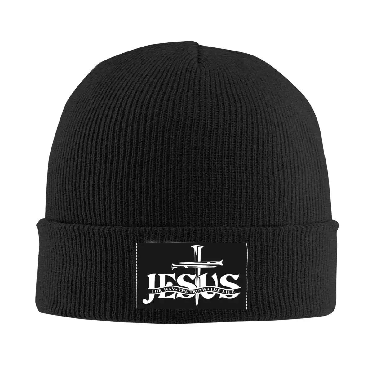 

Jesus The Way The Truth The Life Skullies Beanies Caps Winter Warm Knitted Hat Adult Christ Catholic Bonnet Hats Outdoor Ski Cap