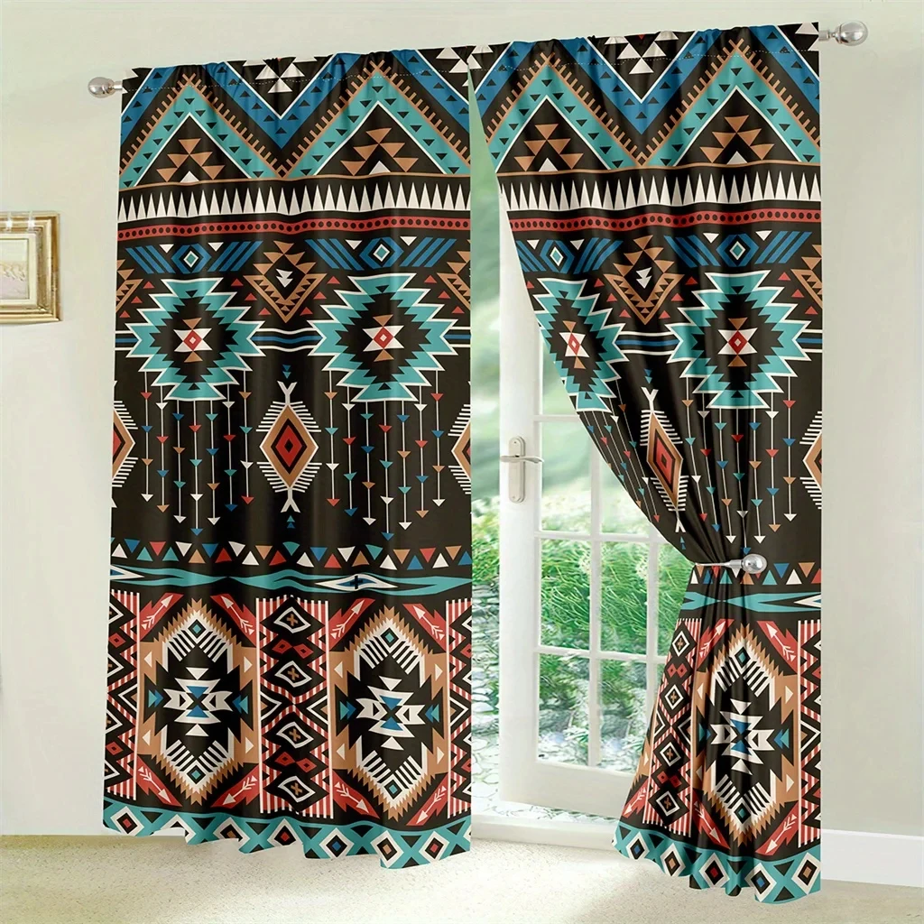 

2pcs Boho Mandala Thin Curtains Ethnic Vintage Patterned Window Drapes for Bedroom and Living Room Home Decor Free Shipping
