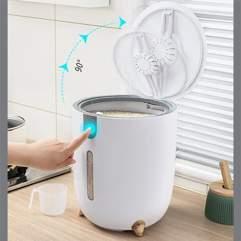

Kitchen Moisture-proof Transparent Flap Rice Insect-proof 5kg/10kg Household Bucket And Sealed Storage Box