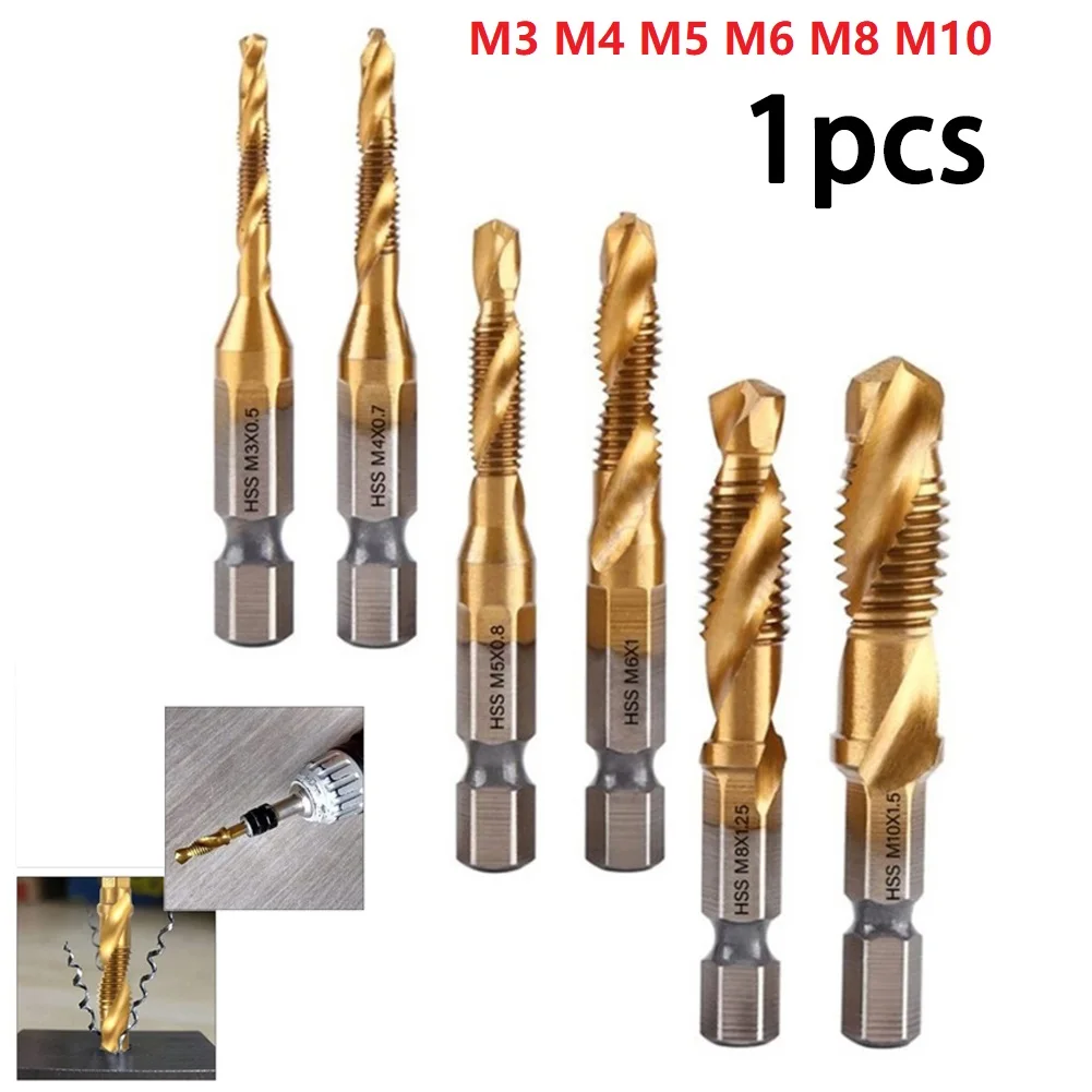 1pcs Titanium Plated Tap Drill Bit Hex Shank Threaded Machine Compound Tap M3-M10 For Hand Drill Bench Drill Tool Parts
1pcs Titanium Plated Tap Drill Bit Hex Shank Threaded Machine Compound Tap M3-M10 For Hand Drill Bench Drill Tool Parts