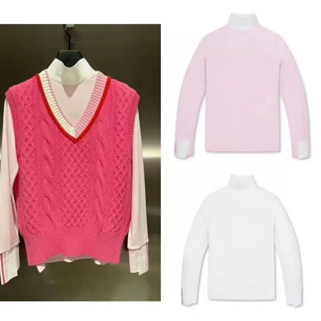 Golf Clothing Women's Autumn and Winter New Stand High Neck Long Sleeve Color Contrast Knitwear Top Shirt
Golf Clothing Women's Autumn and Winter New Stand High Neck Long Sleeve Color Contrast Knitwear Top Shirt