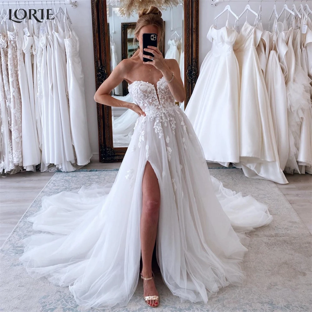 LORIE Bohemia Lace Wedding Dresses A-Line Side Slit Off Shoulder Appliques Bridal Gowns Princess Backless Sleeveless Bride Dress
LORIE Bohemia Lace Wedding Dresses A-Line Side Slit Off Shoulder Appliques Bridal Gowns Princess Backless Sleeveless Bride Dress