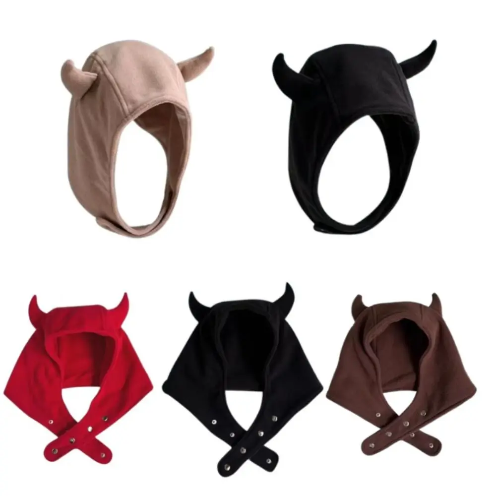 

Solid Color Devil Horn Hat Quality Keep Warm Ox Horn Shape Ear Protects Hats Daily Wear Ear Protection Little Devil Hat Women