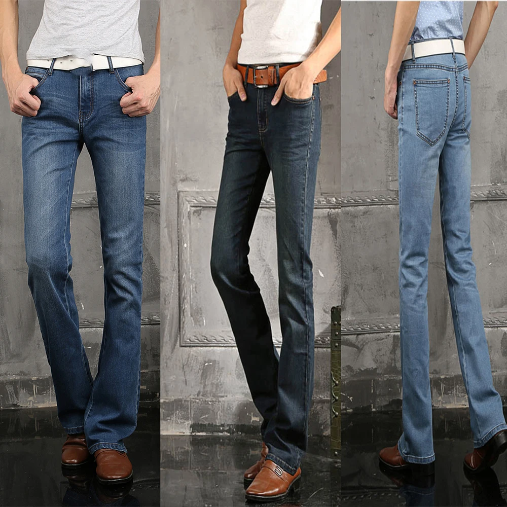 Korean Style Skinny Mens Flared Jeans Boot Cut Leg Pants Y2k with Back Pockets Classic Stretch Denim Casual Plus Size Trousers
Korean Style Skinny Mens Flared Jeans Boot Cut Leg Pants Y2k with Back Pockets Classic Stretch Denim Casual Plus Size Trousers