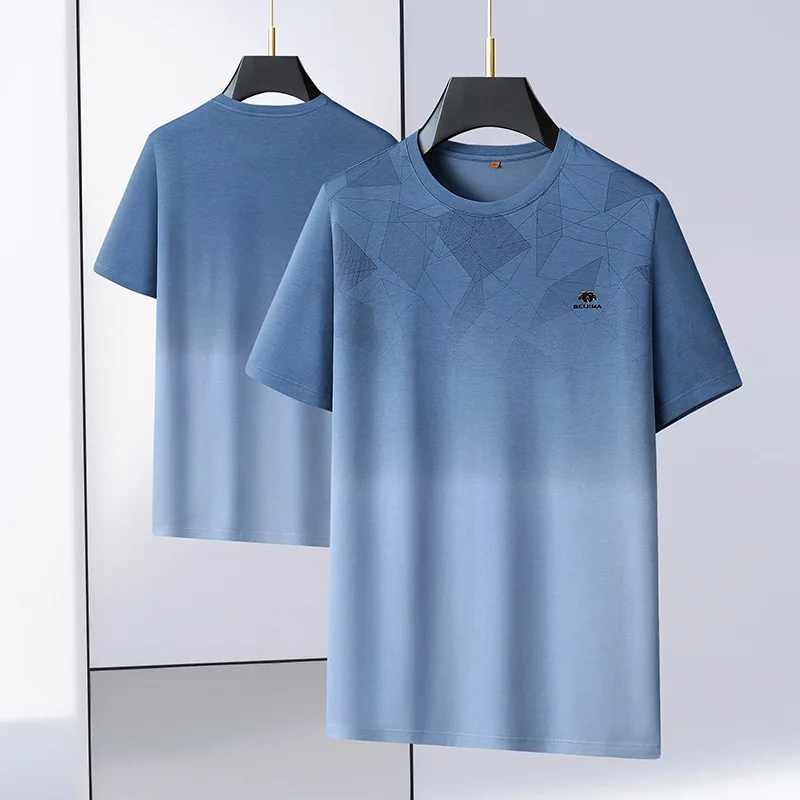 

New Arrival Men's Short Sleeved Casual Fashionable Suepr Large Men's Gradient T-shirt Plus Size XL 2XL 3XL 4XL 5XL 6XL 7XL 8XL
