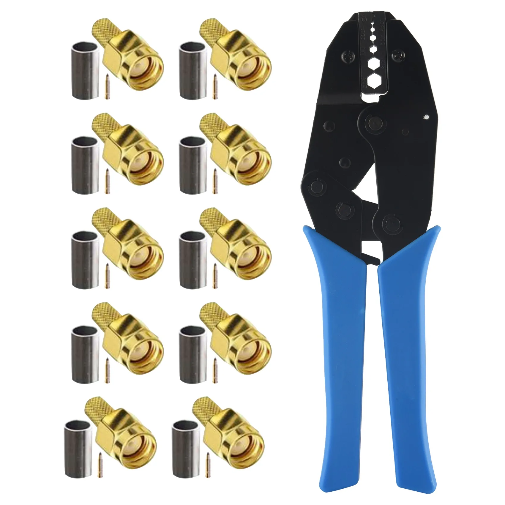 10Pcs SMA Male Connectors and Coaxial Cable Crimping Tool Crimp RG58 Cable for SMA WIFI Antenna Extension Cable
10Pcs SMA Male Connectors and Coaxial Cable Crimping Tool Crimp RG58 Cable for SMA WIFI Antenna Extension Cable