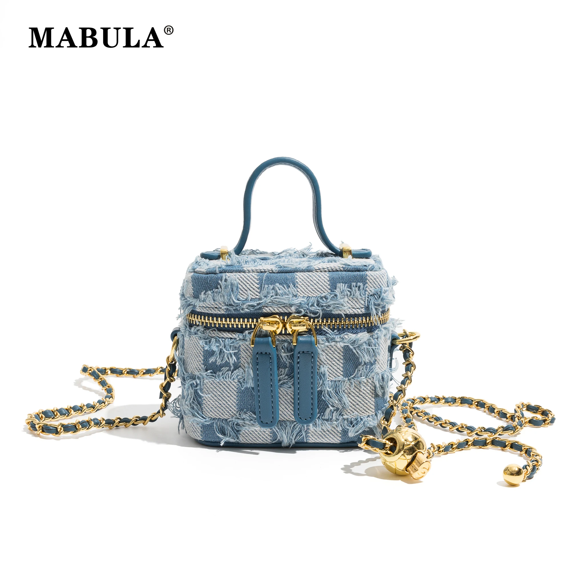 MABULA Women Mini Box Handbags Fashion Blue Denim Checkerboard Shoulder Bags Luxury Design Chain Crossbody Bag Small Tote Purse
MABULA Women Mini Box Handbags Fashion Blue Denim Checkerboard Shoulder Bags Luxury Design Chain Crossbody Bag Small Tote Purse