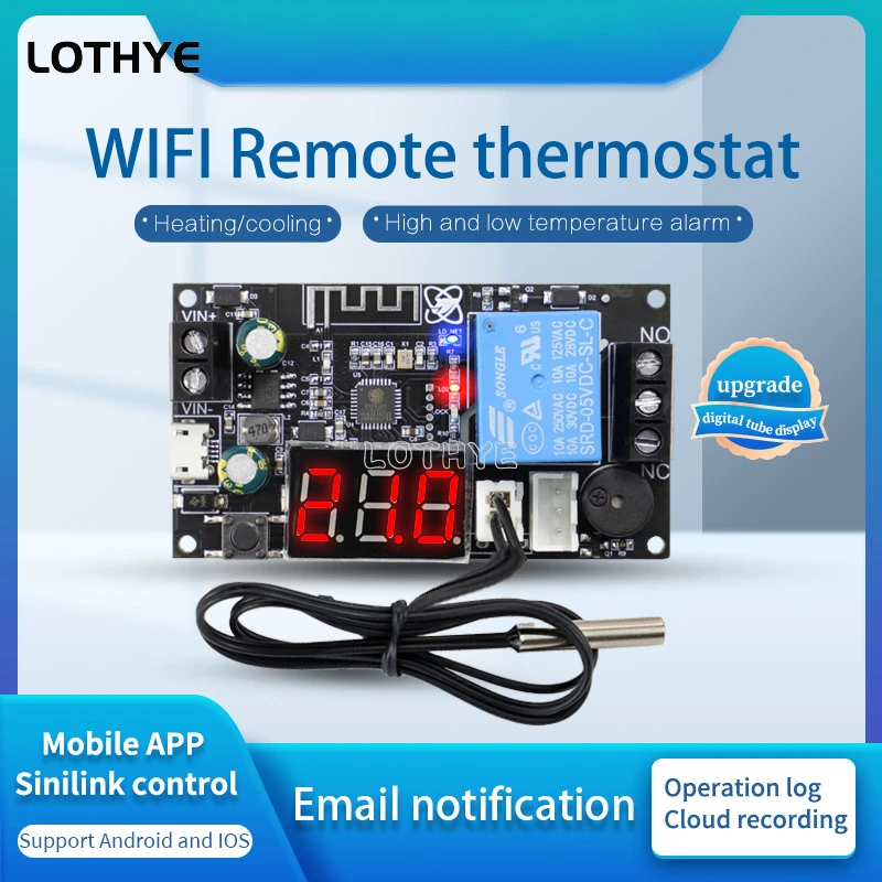 

WIFI Remote Thermostat High Precision Temperature Controller Module Cooling and Heating APP Temperature Collection XY-WFT1 WFTX