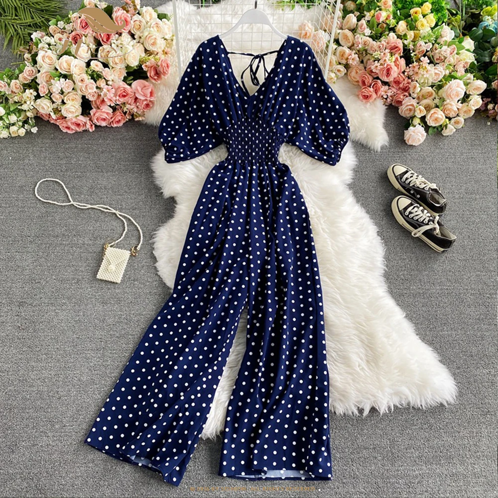 Summer 12 Colors V Neck Sexy Dolman Sleeves Waist Slim Polka Dot Print Jumpsuit Women Wide Leg Trousers Jumpsuit SR385
Summer 12 Colors V Neck Sexy Dolman Sleeves Waist Slim Polka Dot Print Jumpsuit Women Wide Leg Trousers Jumpsuit SR385