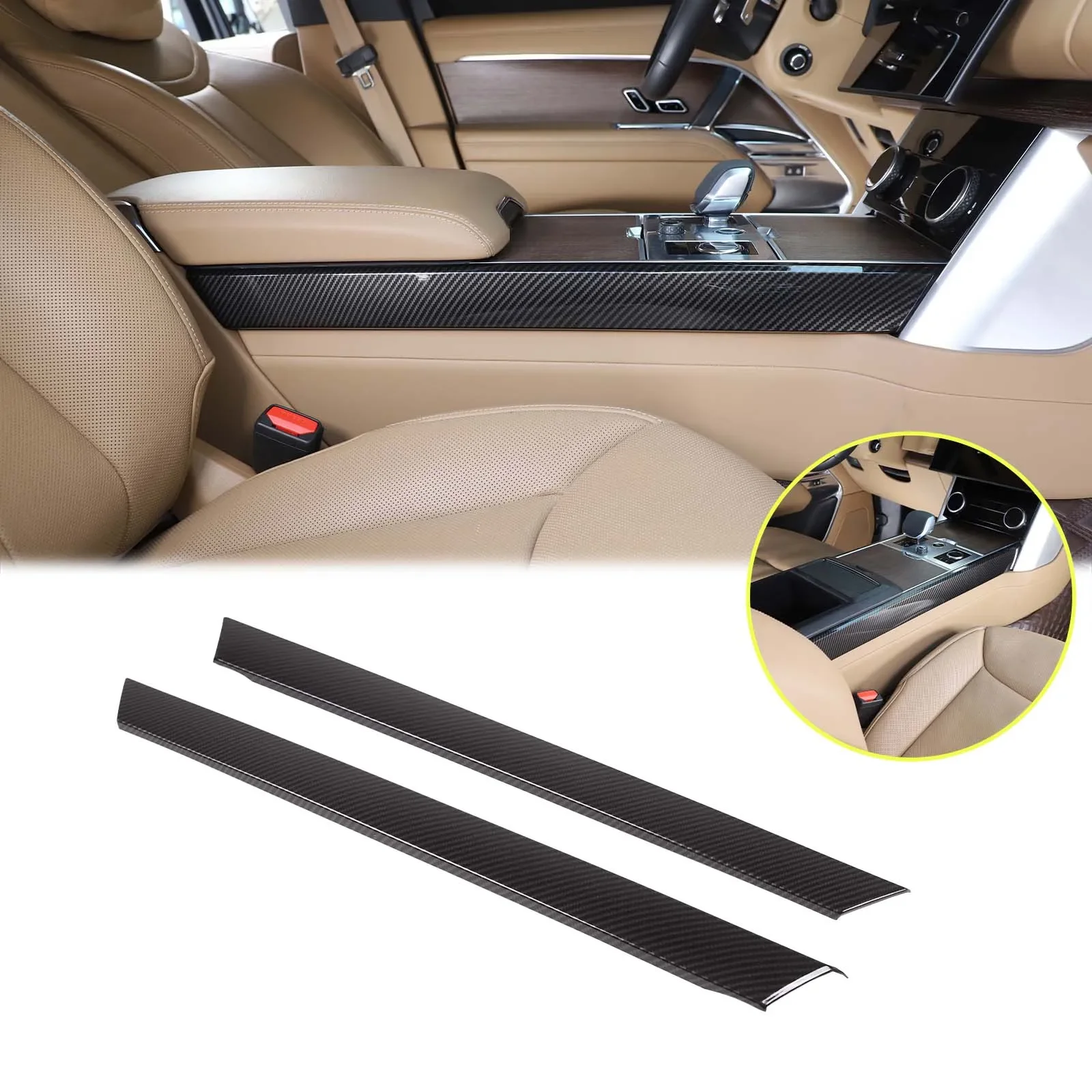 

For Land Rover Range Rover Vogue 2023+ Car Center Console Side Decorative Strips ABS Carbon Fiber Pattern Interior Accessories