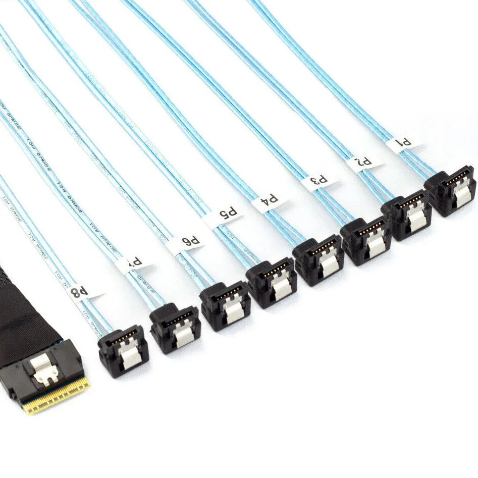 Кабель-адаптер для жесткого диска сервера PCI-E SAS SFF-8654 8I-8 портов SATA 90 градусов
Кабель-адаптер для жесткого диска сервера PCI-E SAS SFF-8654 8I-8 портов SATA 90 градусов