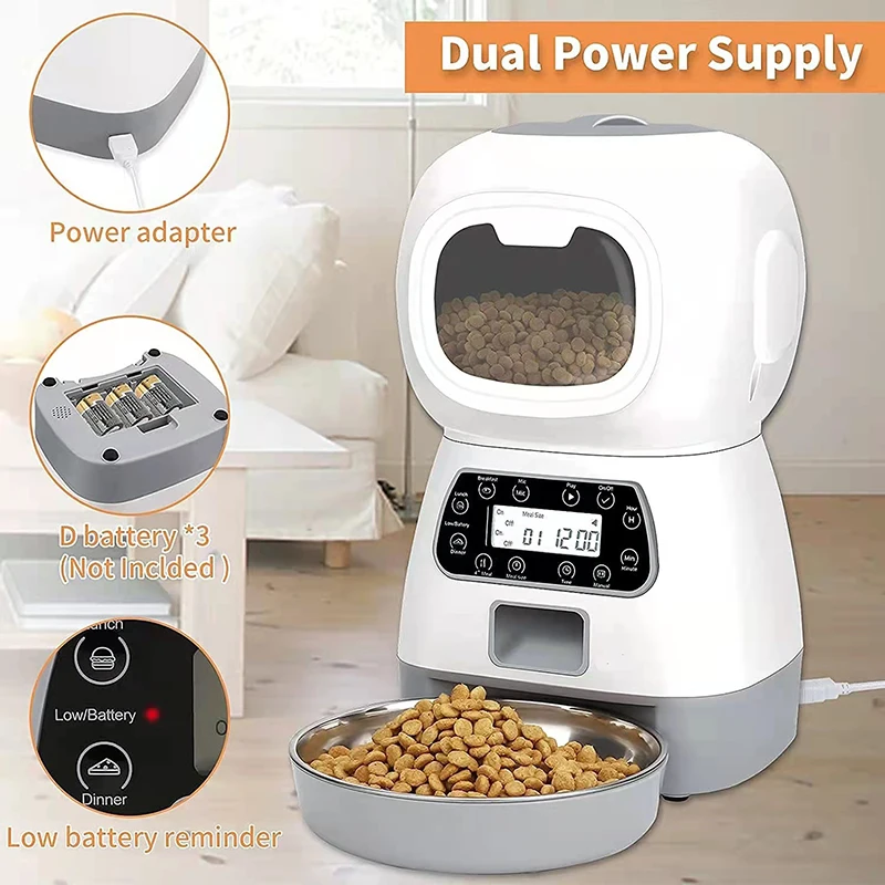 

Automatic Pet Feeder,Smart Food Dispenser,Bowl Timer,Robot Pet Feeding,Water Dispenser,Auto Sensor,Fountain,Dog,Cat Bowl 3.5L