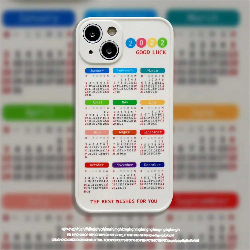Мягкий силиконовый чехол для телефона INS 2022 с новогодним календарем iPhone 13 Pro Max 11 12
