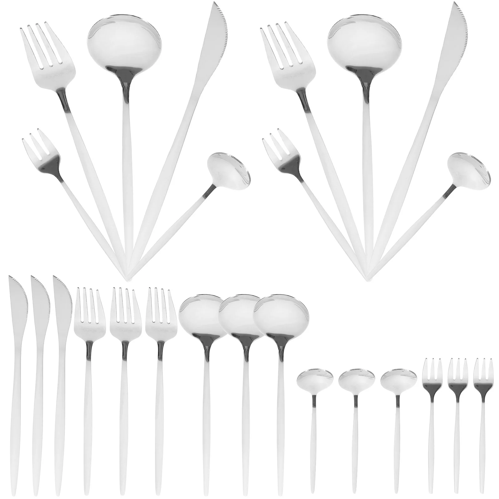 

30 Pcs Stainless Steel Cutlery Set Flatware Steak Tableware Kit Serving Utensils Fork Spoon