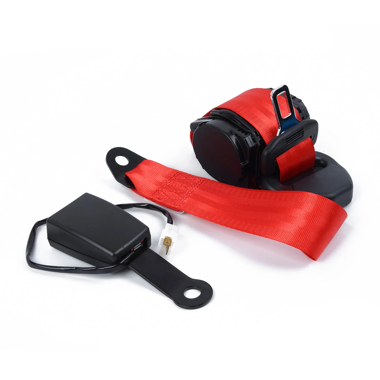 

Universal High Strength Polyester Retractable Car Seat Safety-Belt Diagonal Strap 3-Point 3200mm Long Red Seat Belt