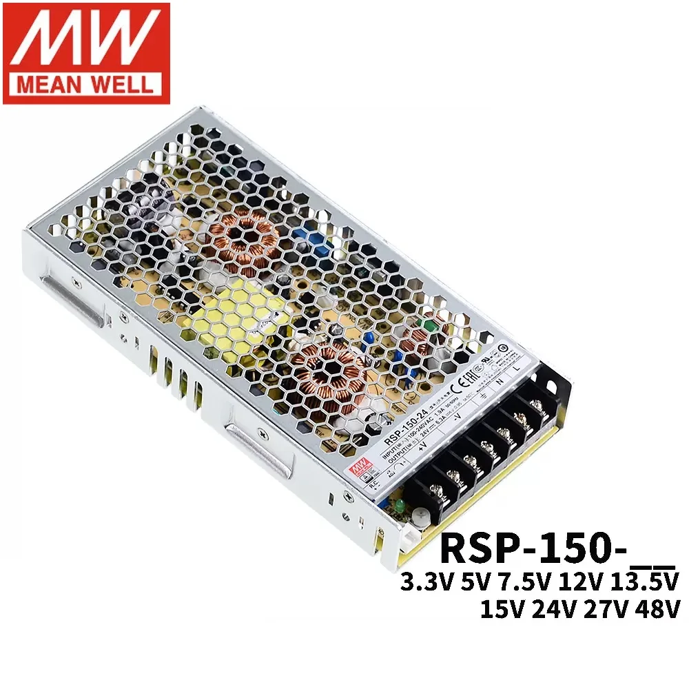 

MEAN WELL Switching Power supply RSP-150W 24V 3.3V 5V 7.5V 12V 13.5V 15V 27V 48V with PFC thin NES/SP