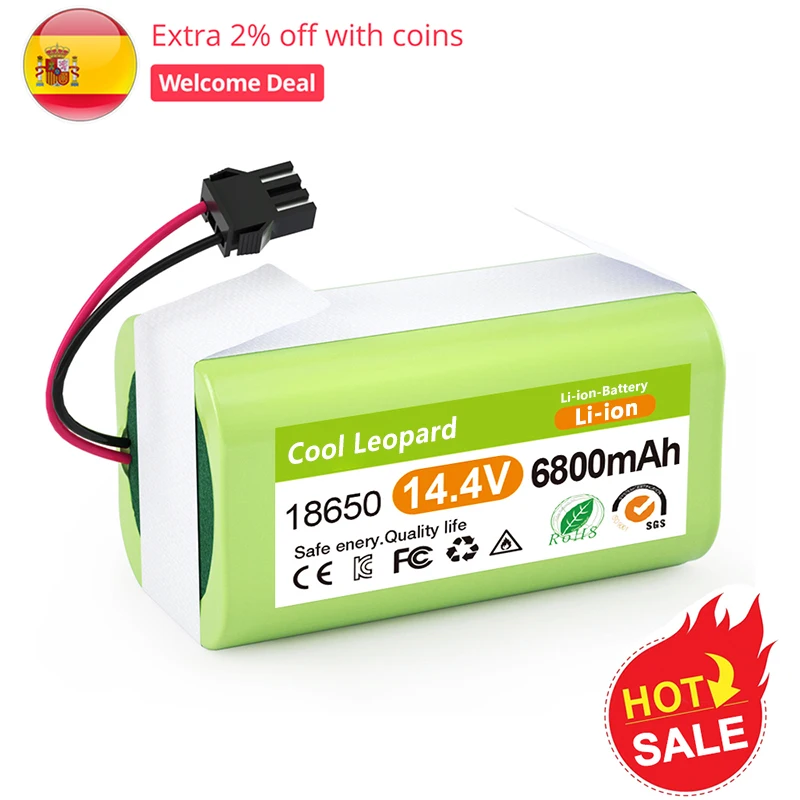 New 4S1P 14.4V 6800mAh Rechargeable Lithium Battery Pack,for Robot Vacuum Cleaner Replacement 18650 Li-ion Battery
New 4S1P 14.4V 6800mAh Rechargeable Lithium Battery Pack,for Robot Vacuum Cleaner Replacement 18650 Li-ion Battery