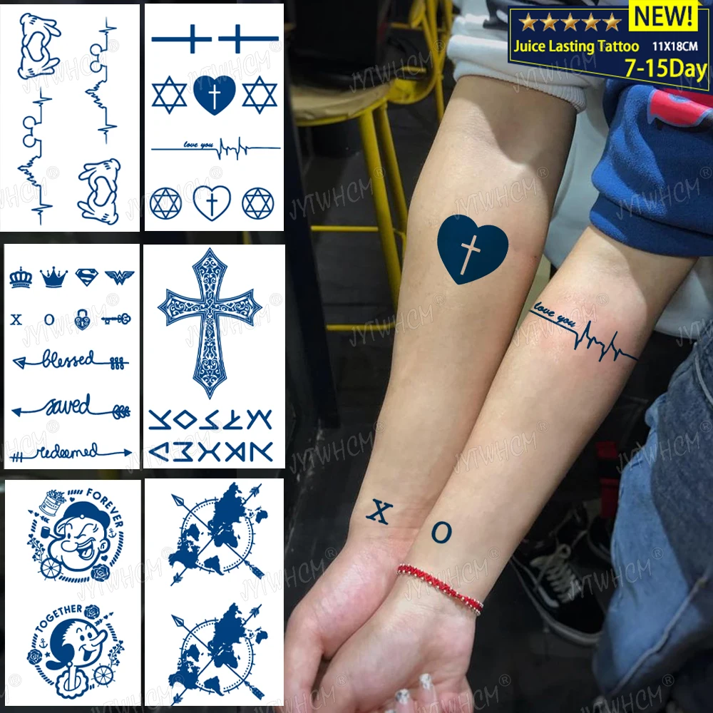 Couple Tattoos Durable Waterproof False Tattoos Juice Semi Permanent ECG False Heart Tattoos Temporary Cross tattoos for Women
Couple Tattoos Durable Waterproof False Tattoos Juice Semi Permanent ECG False Heart Tattoos Temporary Cross tattoos for Women