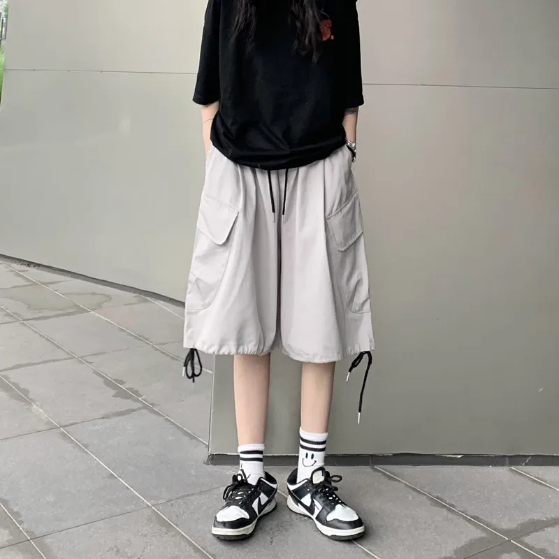 Women Loose Knee Length Pant Pink Light Gray Lady Drawstring Pocket Wide Leg Pants Harajuku Street Unisex Trousers Elastic Waist
Women Loose Knee Length Pant Pink Light Gray Lady Drawstring Pocket Wide Leg Pants Harajuku Street Unisex Trousers Elastic Waist